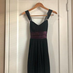 Black Party Dress with Purple Satin Ribbon
